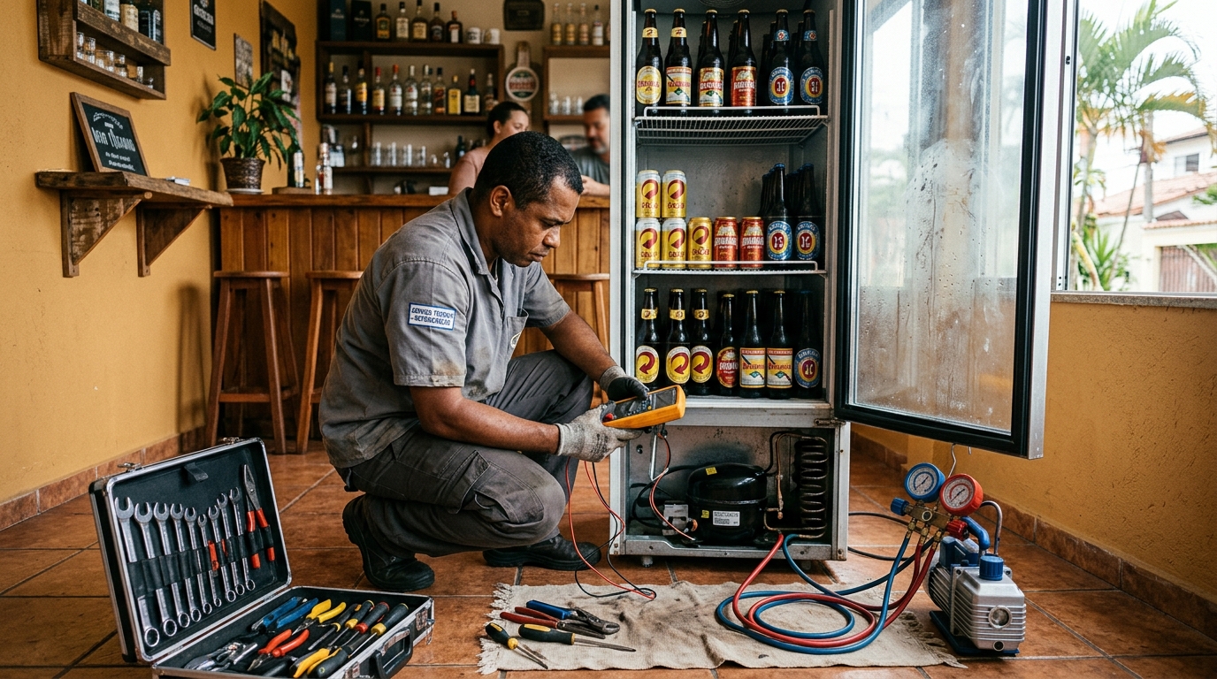 Substituição do termostato de uma cervejeira no Serrano, Caxias do Sul‑RS